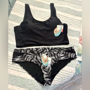 NWT Prana Bikini - Black Christie Top Sz L - Black Springtime Chamba Bottom Sz M